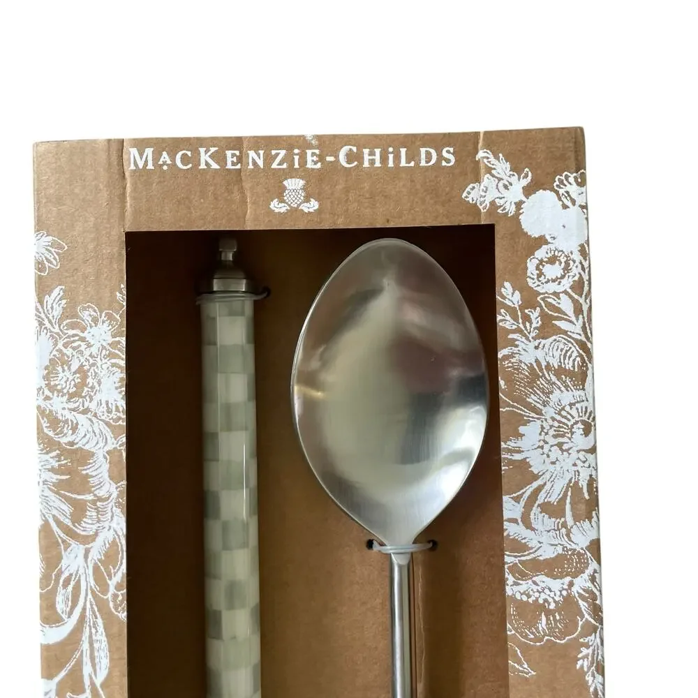 Brand New Mackenzie-Childs Sterling Check Supper Club Salad Serving Set